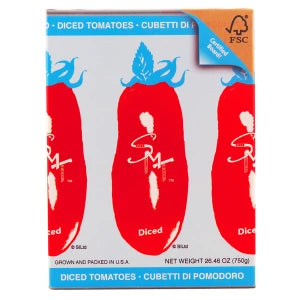 Tetra Packed Diced Tomatoes. San Merican Tomatoes. 26.46 oz.