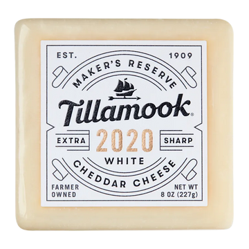 White Cheddar Cheese, Extra Sharp, Tillamook 2020. 8 oz.