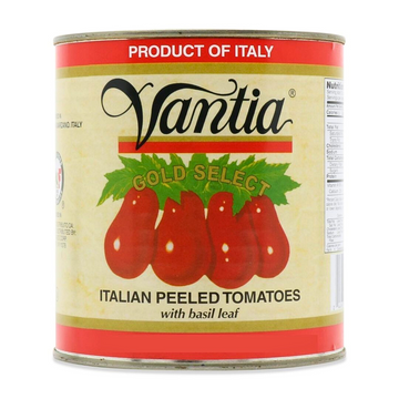 Peeled Tomatoes With Basil Leaf. Vantia. 28 oz.