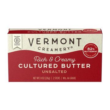 Vermont Cultured Butter Unsalted. 2 Sticks. 8 oz.