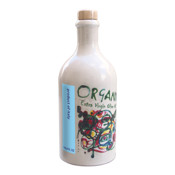 Organic Extra Virgin Olive Oil 17oz Ceramic Art.