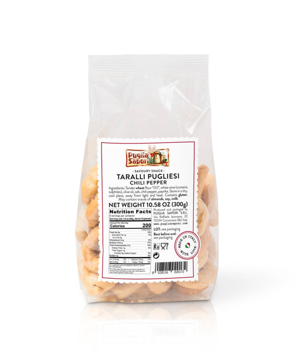 Taralli Pugliese. Chili Pepper 10.58 oz. Puglia Sapori