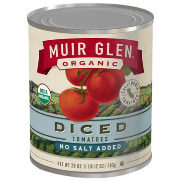 Muir Glen. Organic Diced Tomatoes. No Salt Added. @8 oz.