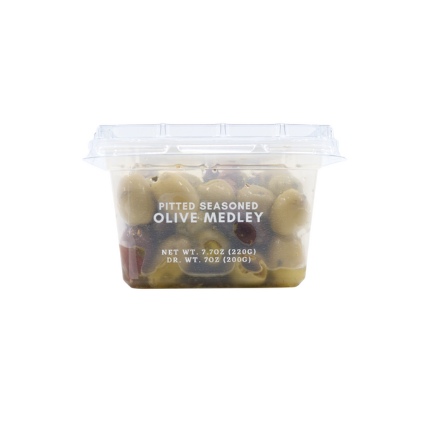 Olives, Pitted seasoned Olive Medley. 7oz.
