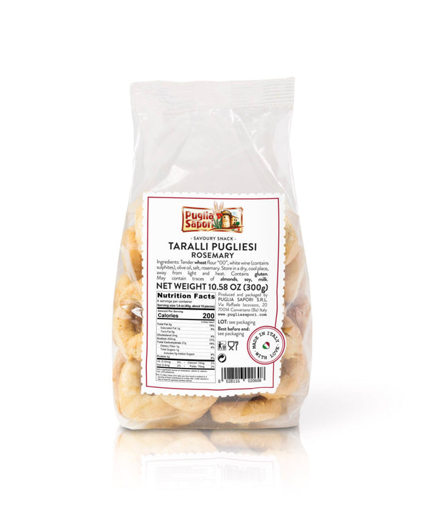 Taralli Pugliese. Rosemary 10.58 oz. Puglia Sapori