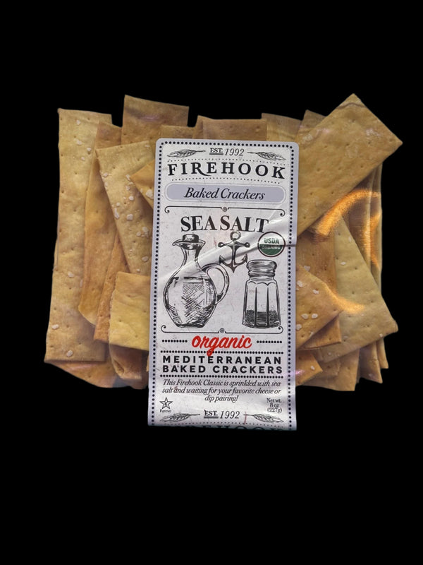 Firehook Sea salt Maditerranean Crackers. Organic 8 oz.