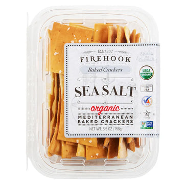 Firehook sea salt Mediterranean Crackers. Organic 5.5 oz