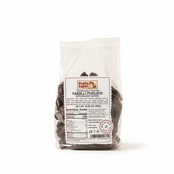 Taralli Pugliese With Black Olives. 10.58 oz. Puglia Sapori.