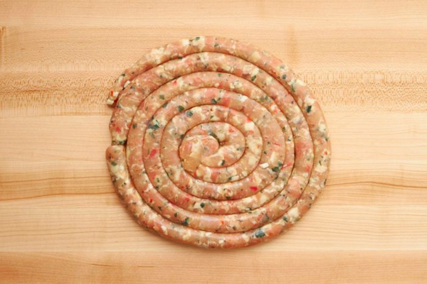 Chicken Sausage Ring W/ Fresh Red & Green Peppers, Imported Aged Provolone Cheese