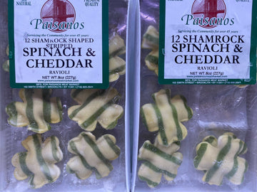 Shamrock Shaped Spinach & Cheddar Ravioli - 12ct