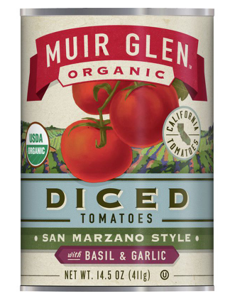 Muir Glen Organic Diced Tomatoes San Marzano Style With Basil and Garlic- 14.5 oz.