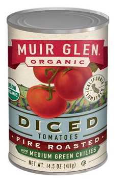 Muir Glen Organic Fire Roasted Diced Tomatoes with Medium Green Chilies- 14.5 oz.