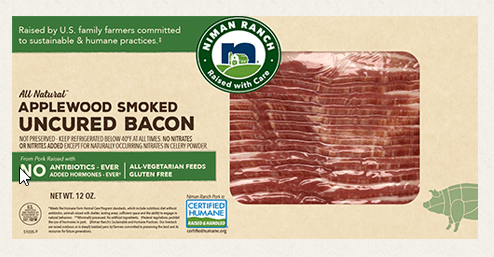 Niman Ranch Bacon, Uncured, Applewood Smoked - 12 Ounces