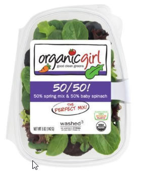 OrganicGirl Spring Mix & Baby Spinach, 50/50! 5oz