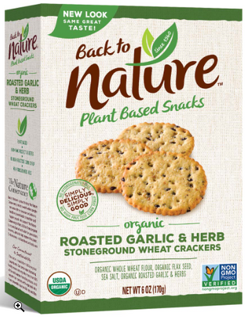 Back to Nature Organic Roasted Garlic & Herb Stoneground Wheat Crackers