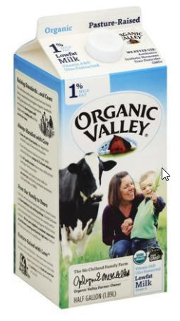Organic Valley Milk, Lowfat, 1% Milk Fat - 0.5 Gallons